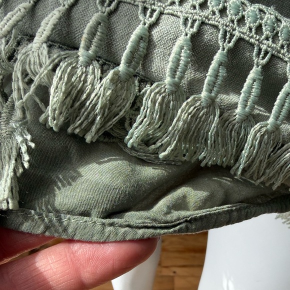 Lulus Sekera Sage Green Tassel Trim Fitted Mini Skirt Womans/Junior Size Small - Picture 11 of 16
